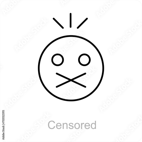 Censored and censored icon concept