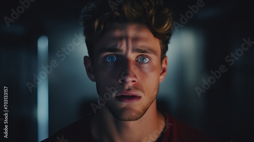 Expressive Portrait of a Young Person Displaying Shock or Worry