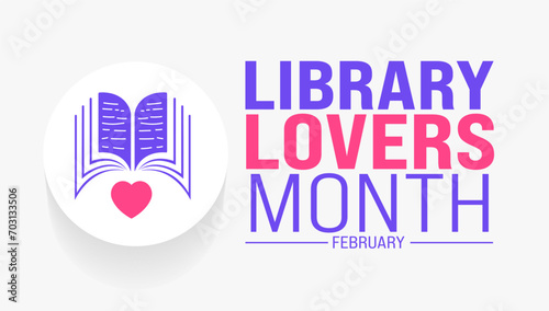 february Library Lovers Month background template. Holiday concept. background, banner, placard, card, and poster design template.