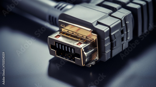 Close up of an RJ45 connector. photo