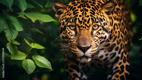 Close-up of beautiful jaguar in the jungle