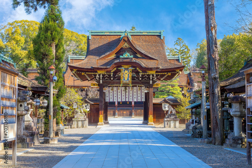 Kitano Tenmangu Shrine n Kyoto, Japan is one of the most important of several hundred shrines across Japan dedicated to Sugawara Michizane, a scholar and politician