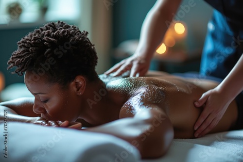 Man back massage, Beauty therapist. Generative AI.