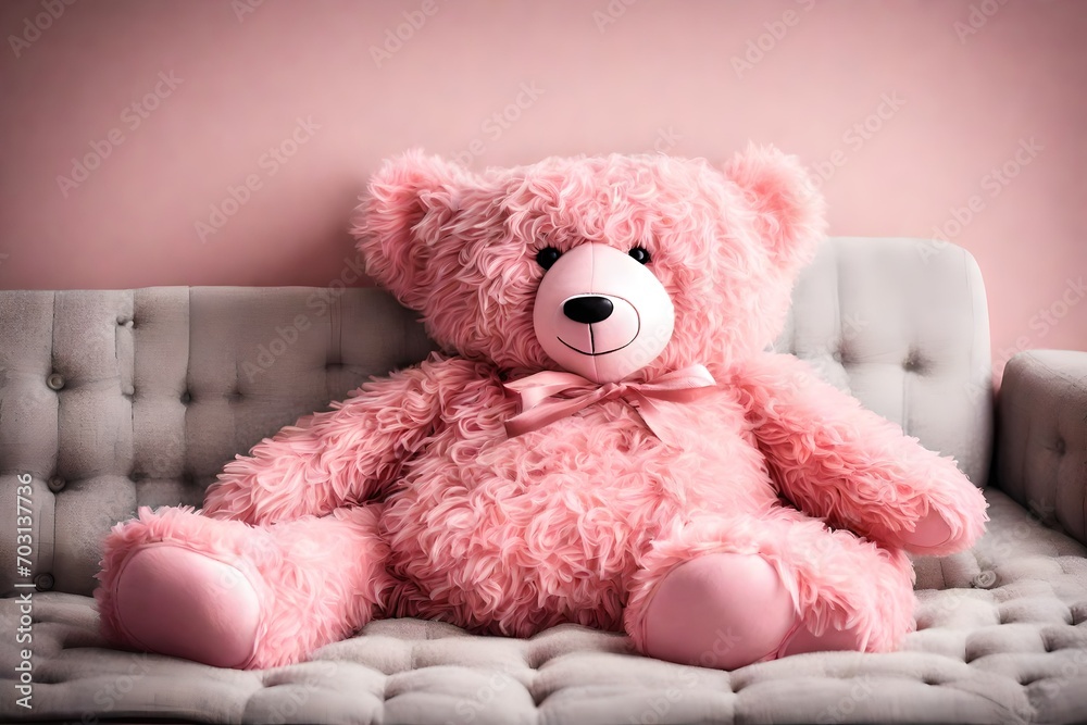 pink bear background with pink sofa pink bear background with pink sofa