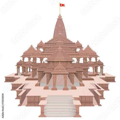 Illustration of Ram Mandir Ayodhya Birthplace of lord 
Ram, Ram Mandir