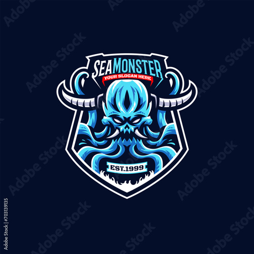 Illustration of sea monster kraken beast