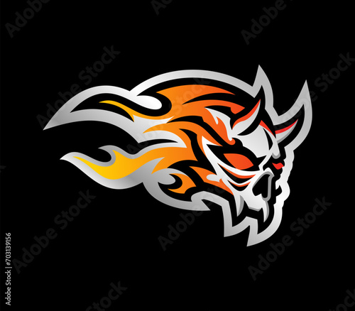 Wallpaper Mural illustration of  cartoon fire skull devil ghost Torontodigital.ca