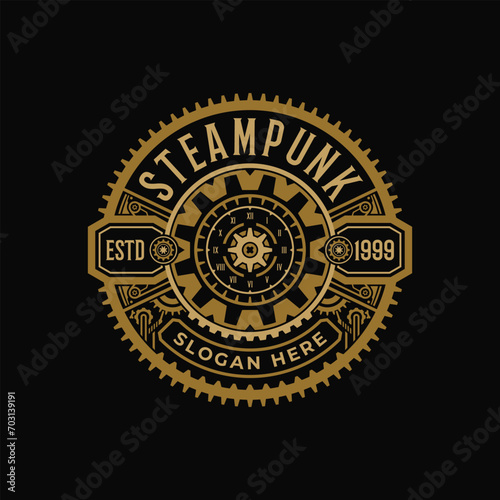 illustration of steampunk badger gear circle