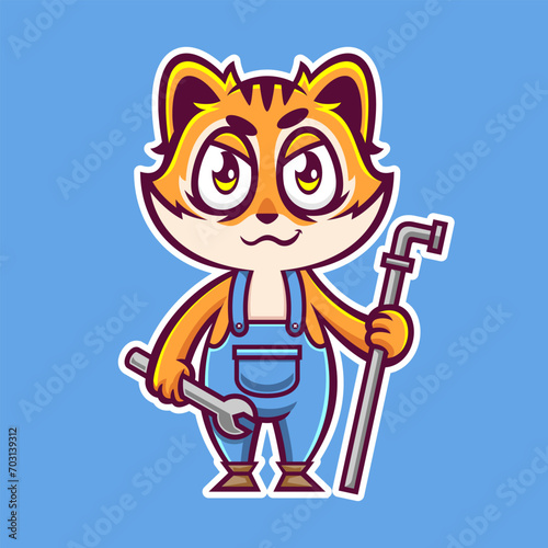 illustration of cartoon tiger plumbing service