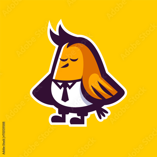 cute employee bird cartoon illustration
