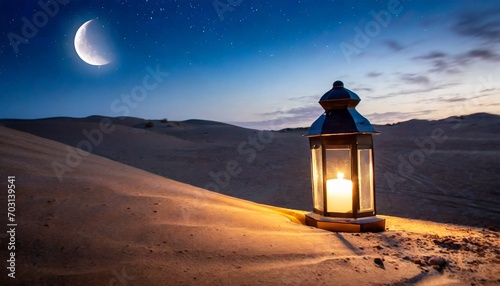 Starry Sahara: Lantern Illuminating Ramadan Night