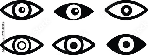 Eye icon set. Eyesight symbol. Retina scan eye icons. Simple collection of eyes, silhouette, sign flat, vision icon, Eyesight pictogram flat style. isolated on transparent background, used for mobile,