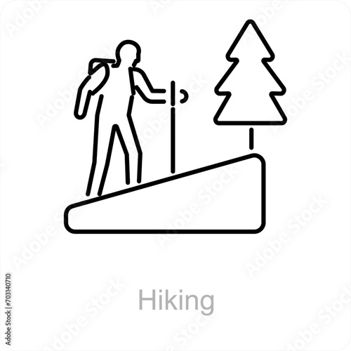 Hiking and hike icon concept
