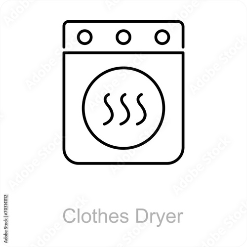 Clothes Dryer and clothes icon concept