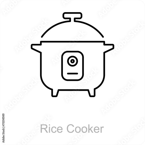 Rice Cooker and food icon concept 