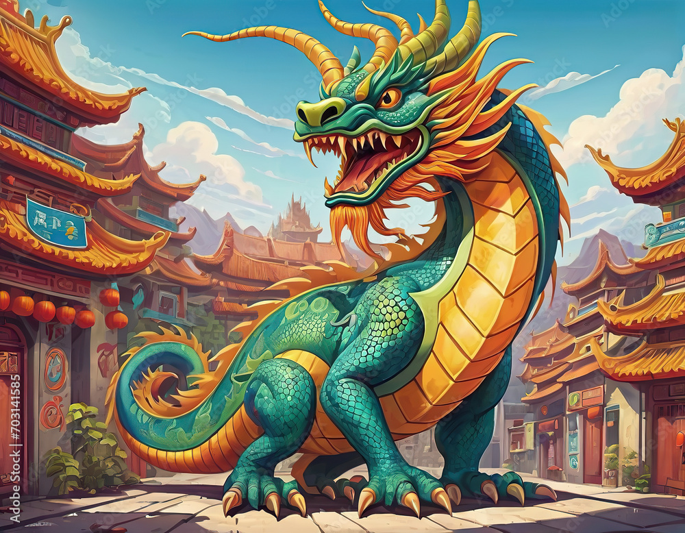 Obraz premium Chinese dragon on the street