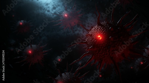 A dark and ominous virus-themed background.