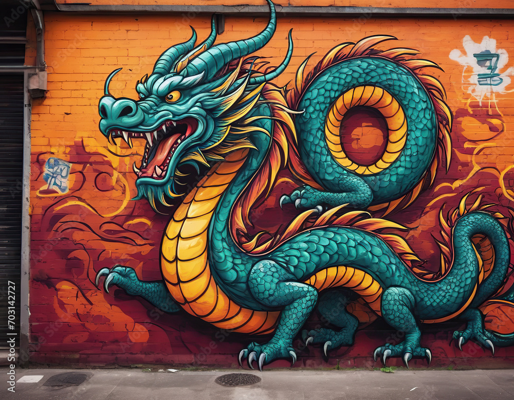 Fototapeta premium Chinese dragon on the street