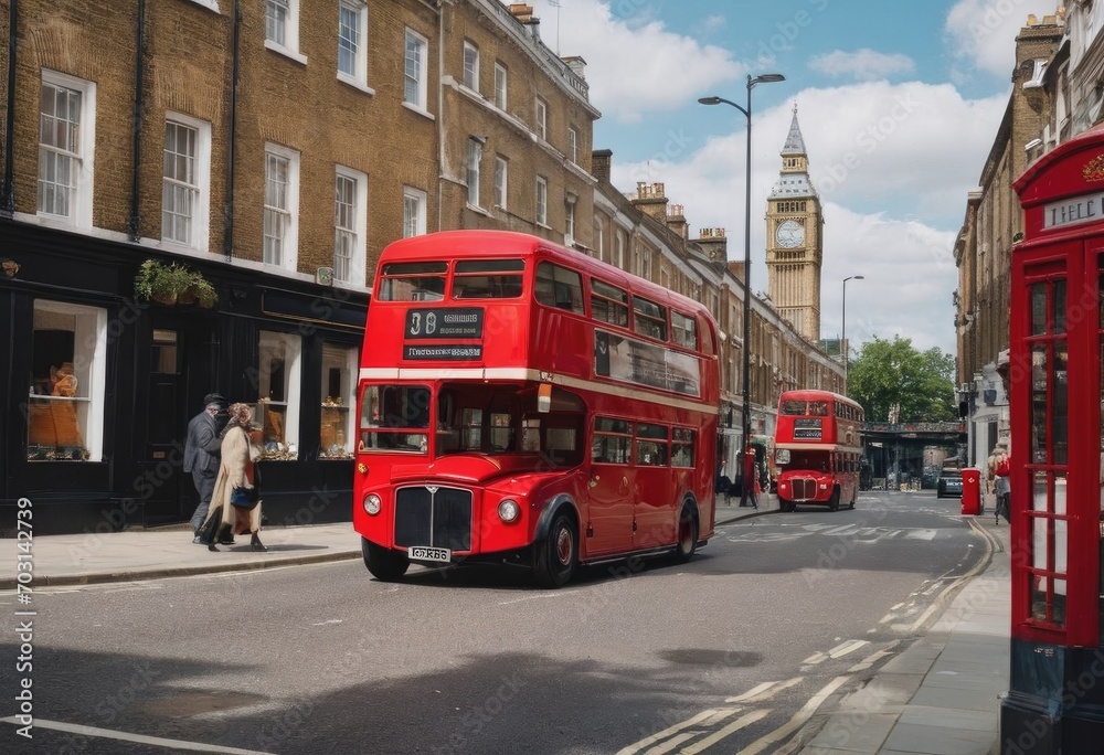 Fototapeta premium London Big Ben and traffic on Westminster Bridge