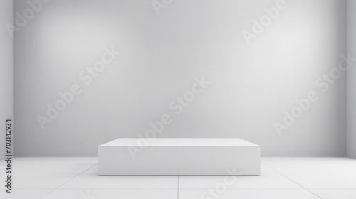 Abstract white light on wall background for display product. Mockup with blank empty podium scene concept with Generative Ai. © yayha