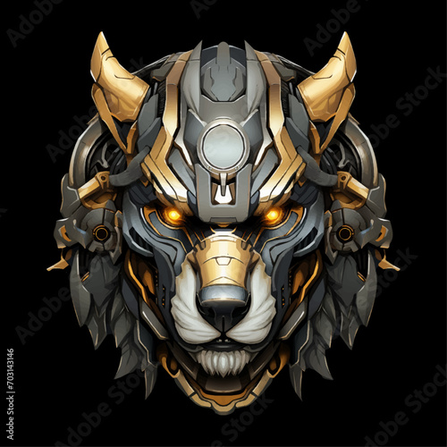 dog face animal cyborg mecha version vector color good for print or any purpose