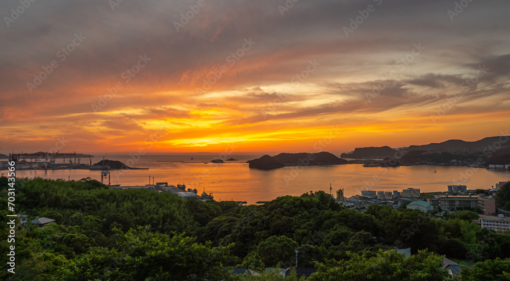 長崎の夕陽　長崎港