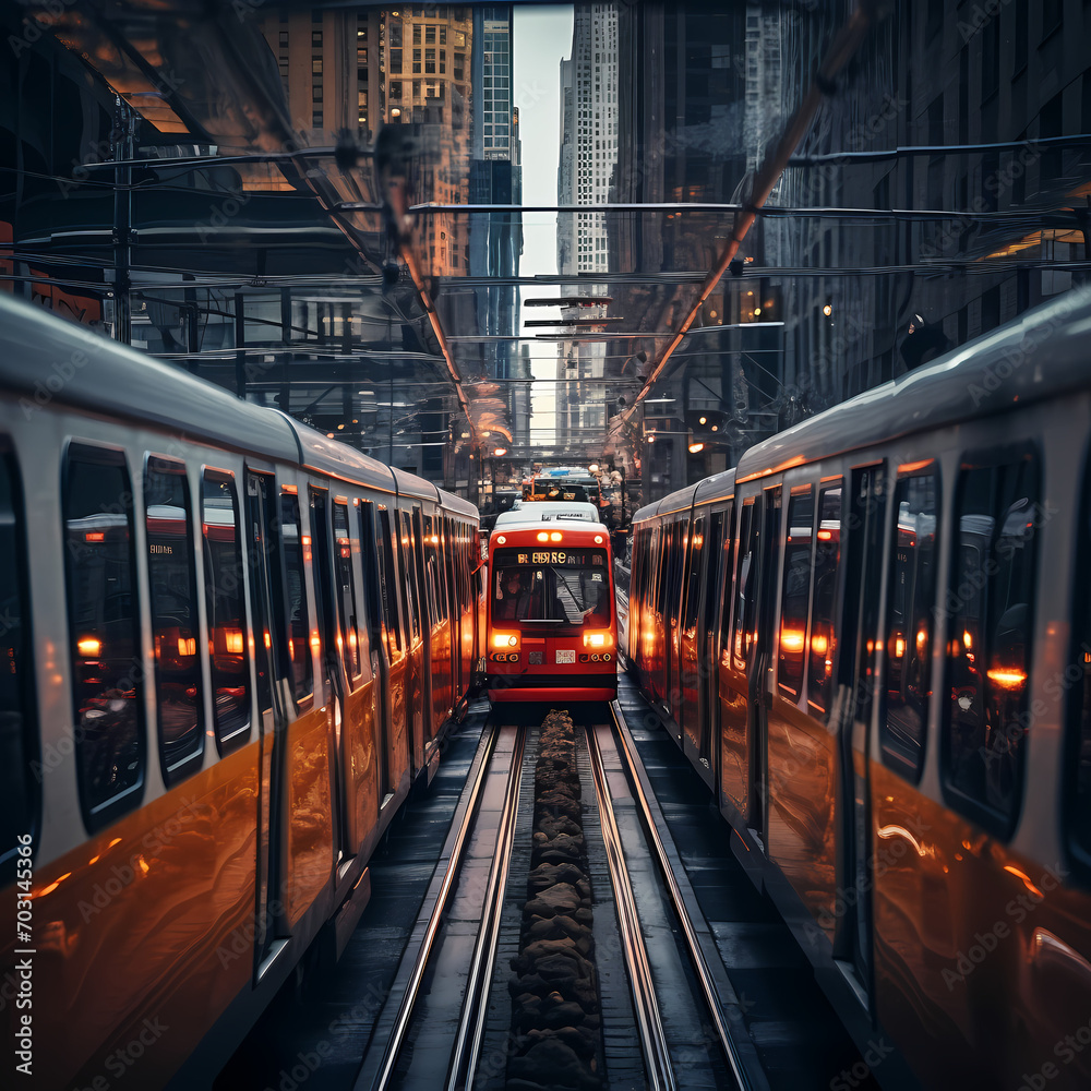 Dynamic shots of a city's public transportation system.