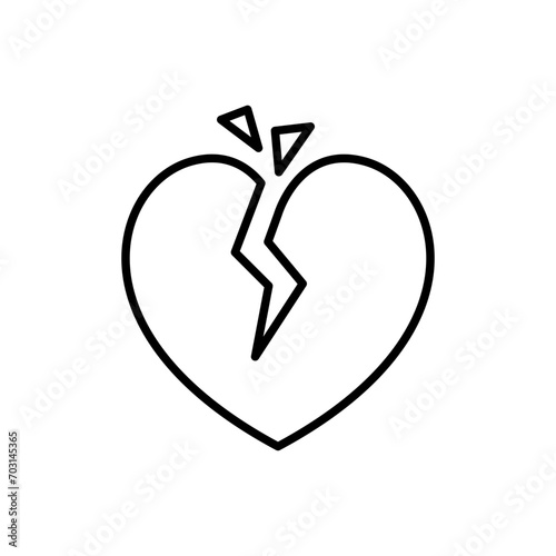 Broken heart outline icons, minimalist vector illustration ,simple transparent graphic element .Isolated on white background