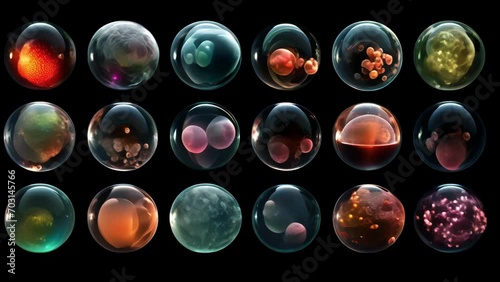 A microscope image of an embryo, revealing the various types of cells present at different developmental stages, each with their own distinct functions and structures. photo