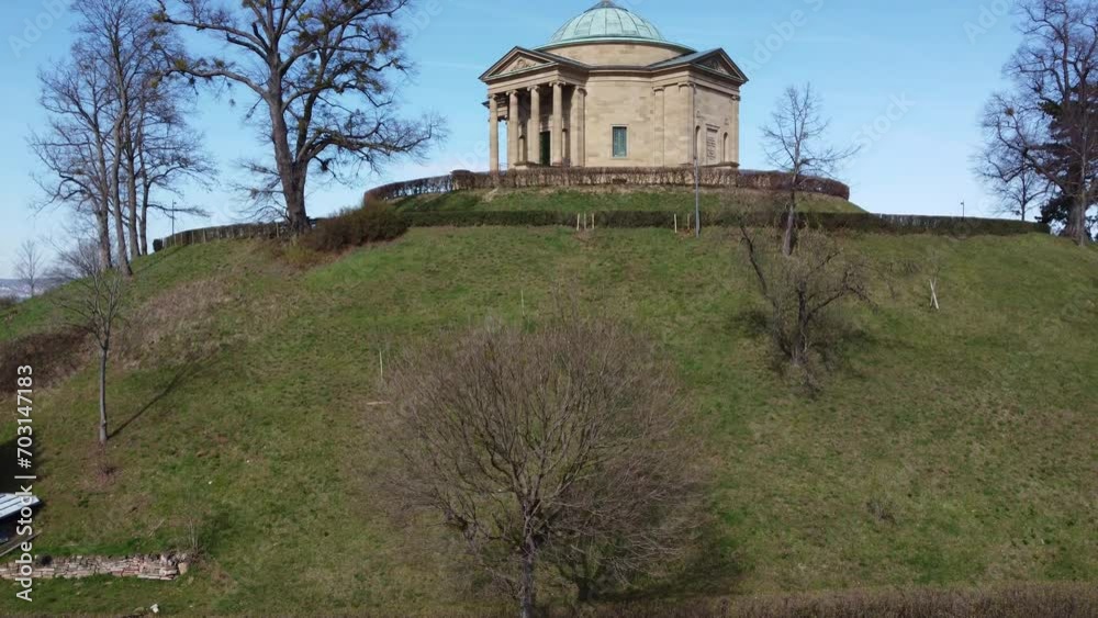 Aerial view of the mausoleum of King Wilhelm I. of Württemberg located on the Württemberg mountain near Stuttgart in Germany