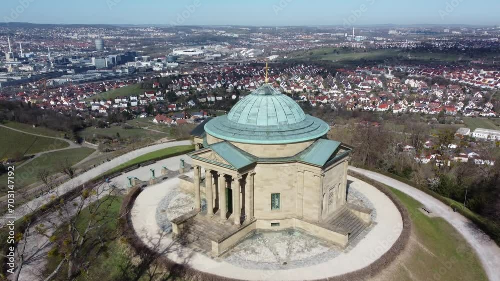 Aerial view of the mausoleum of King Wilhelm I. of Württemberg located on the Württemberg mountain near Stuttgart in Germany
