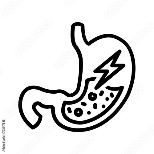 Black line icon for Stomach irritation