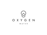 minimal letter O oxygen symbol with water drop line logo design
