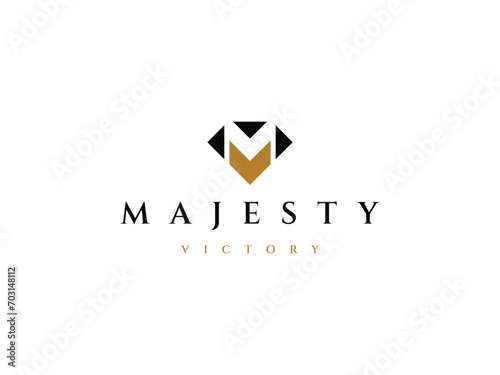 letter M or MV VM with luxury diamond logo design