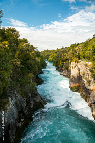 Waikato River viewed from Huka Falls lookout, Taupō, New Zealand