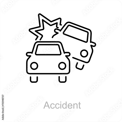 Accident and car icon concept 
