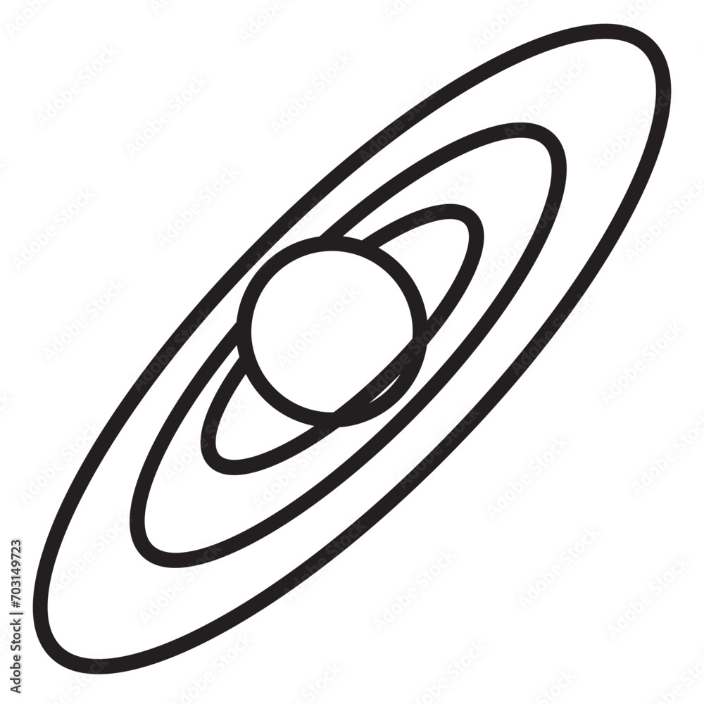 Vector illustration of a planet icon design with rings. line drawing style. black and white color. Vector illustration of a planet icon design with rings. line drawing style. black and white color.