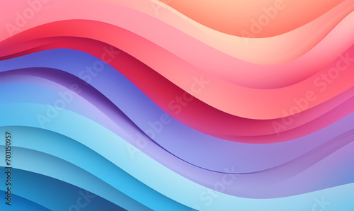Pastel abstract paper cut wave with multi layers color texture. Vibrant colors smooth gradient for create background or decoration.