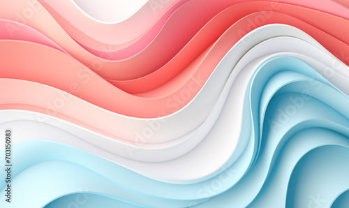 Pastel abstract paper cut wave with multi layers color texture. Vibrant colors smooth gradient for create background or decoration.