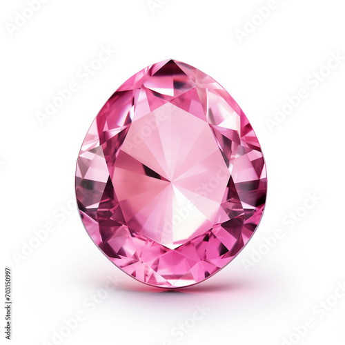 Pink gem isolate on white background.