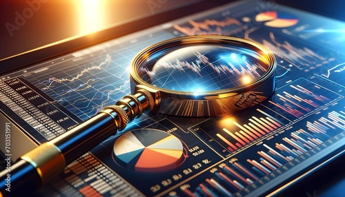 Generative AI. Business audit stock financial finance management on analysis data strategy with graph accounting marketing or report chart economy investment research profit concept. 