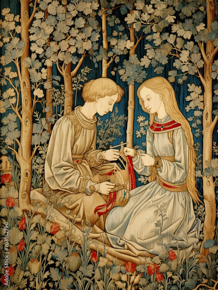 Naklejka premium Medieval Tapestries: A Woven Journey Through Time