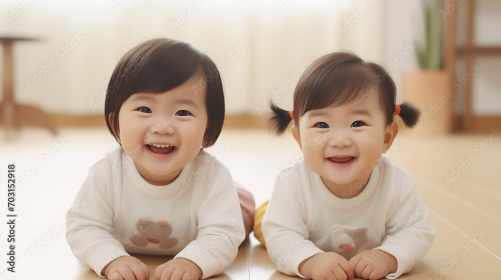 Joyful Twins in a Moment of Innocent Laughter : Fraternal twins lying side by side
Joyful Twins in a Moment of Innocent Laughter : Fraternal twins lying side by side