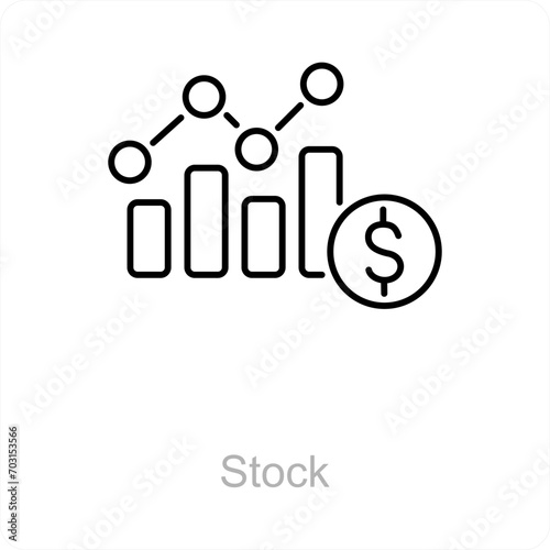 Stock and money icon concept 