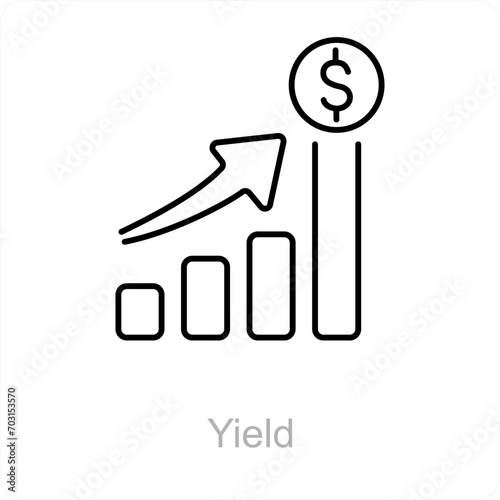 Yield and stock icon concept