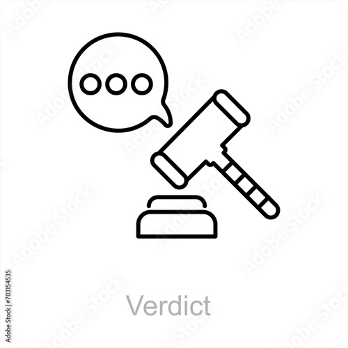 Verdict and court icon concept