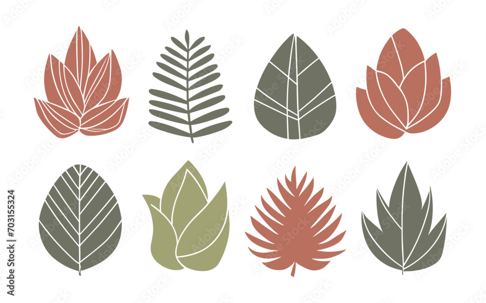 Fototapeta premium Abstract leaf vector clipart. Spring illustration.