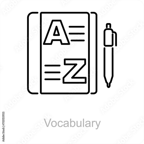 Vocabulary and language icon concept