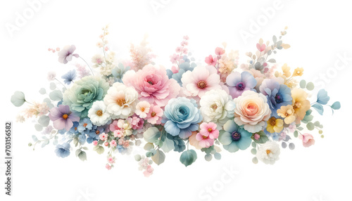 Watercolor flowers on a white background