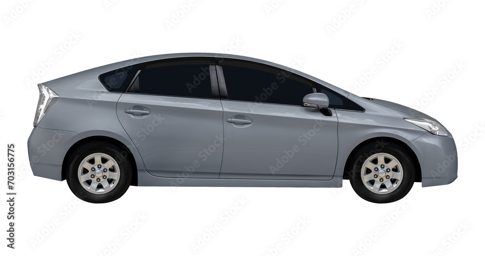 Side view gray hatchback car